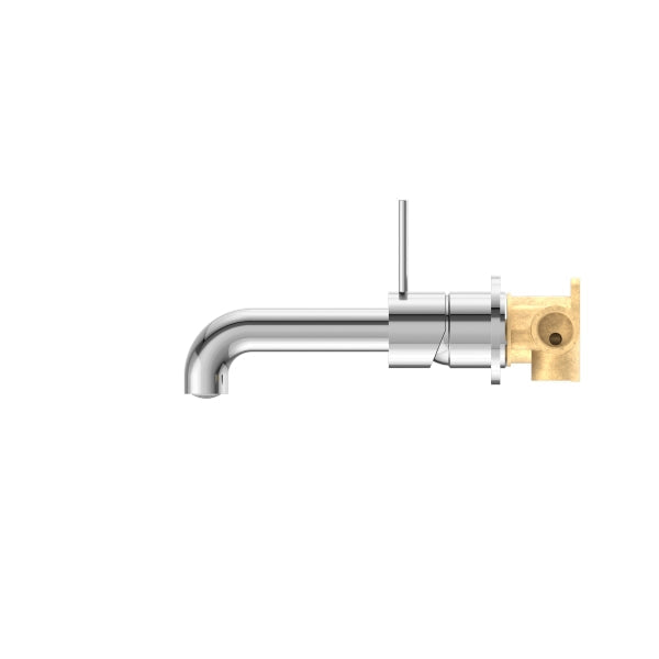Nero Mecca Wall Basin/Bath Mixer Separate Back Plate Handle Up 185mm Chrome