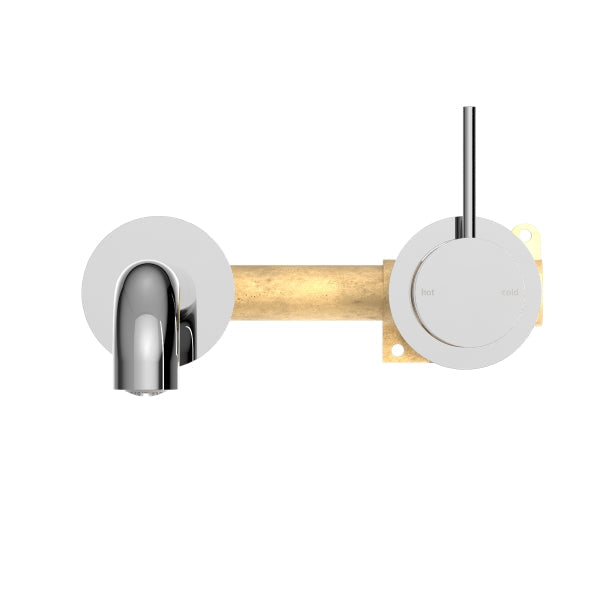 Nero Mecca Wall Basin Mixer Sep BP Handle Up 230mm Sp Chrome Front View | The Blue Space