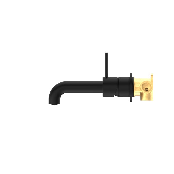 Nero Mecca Wall Basin Mixer Sep BP Handle Up 230mm Sp Matte Black Side View | The Blue Space