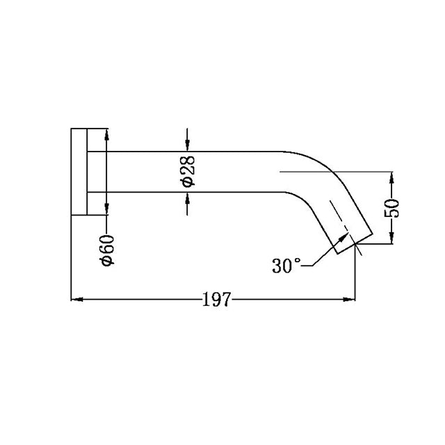 nero mecca wall mount sensor taps gun metal technical drawing | the blue space