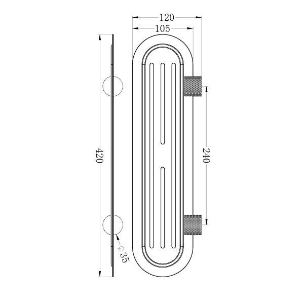 Technical Drawing: Nero Opal Metal Shelf Brushed Nickel
