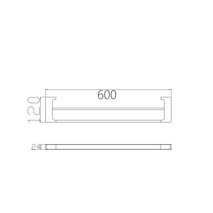 Technical Drawing: Nero Pearl/Vitra Double Towel Rail Chrome 600mm