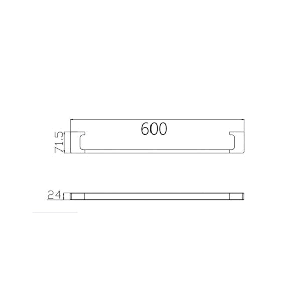 Technical Drawing: Nero Pearl/Vitra Single Towel Rail Gunmetal 600mm