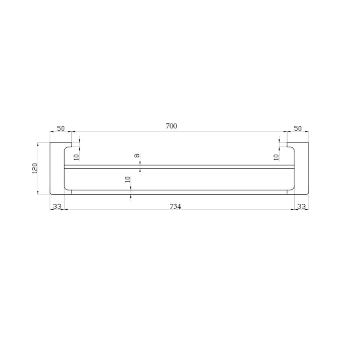 Technical Drawing: Nero Pearl/Vitra Single Towel Rail Gunmetal 800mm