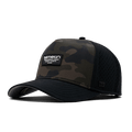 The angled view of the Melin Split Fit Odyssey Brick Hydro hat in green camo