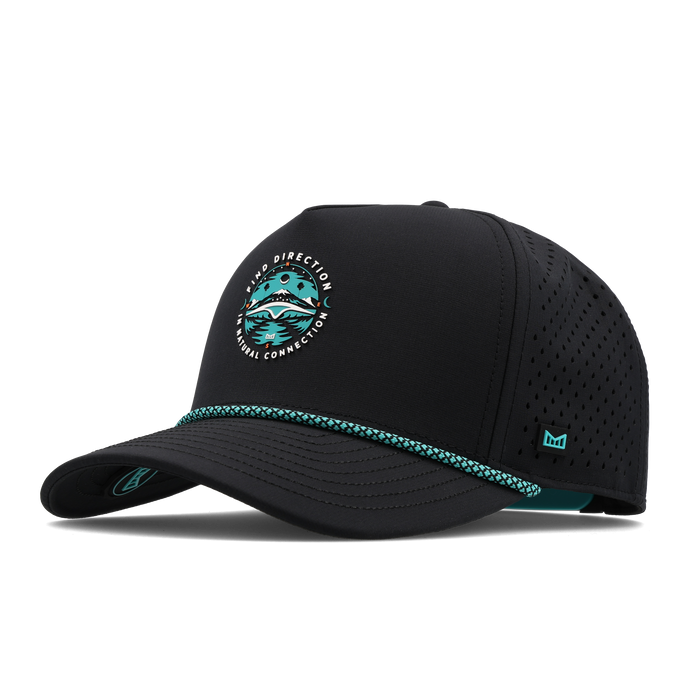The angled view of the melin Split Fit Odysea Connection Hydro hat in black