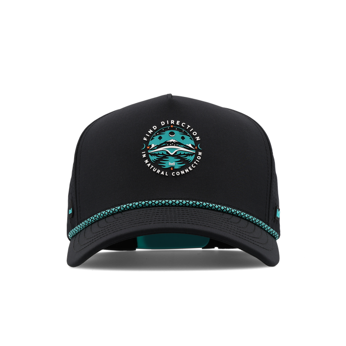The frontal view of the melin Split Fit Odysea Connection Hydro hat in black