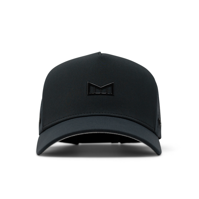 The front view of melin's Odysea Hydrolite snapback hat in Black