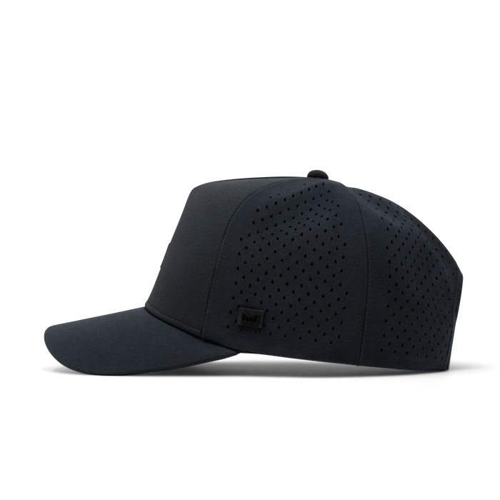 The side view of melin's Odysea Hydrolite snapback hat in Black