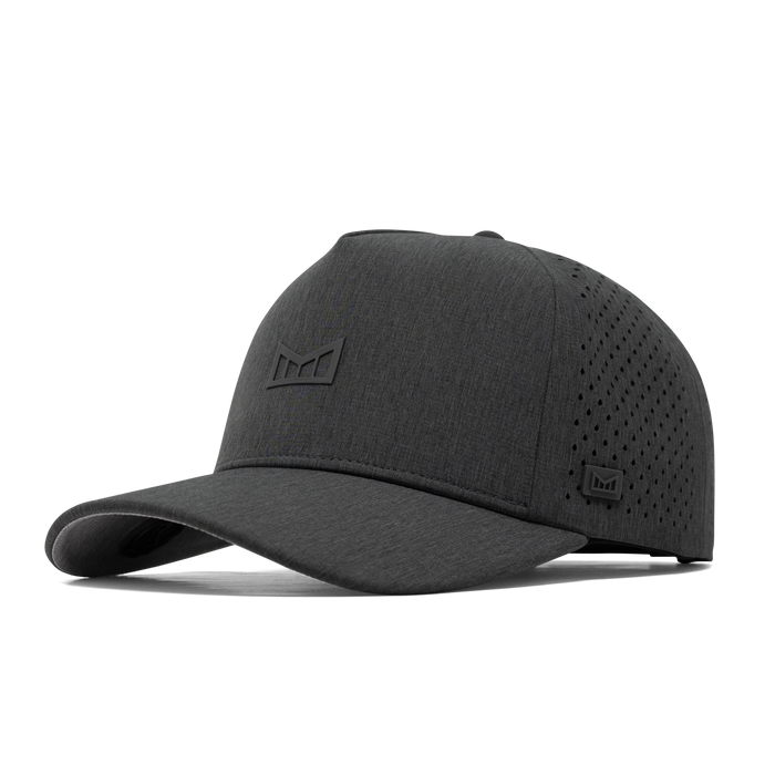 The front, angled view of the melin Odysea Hydrolite  Split Fit in  Heather Charcoal