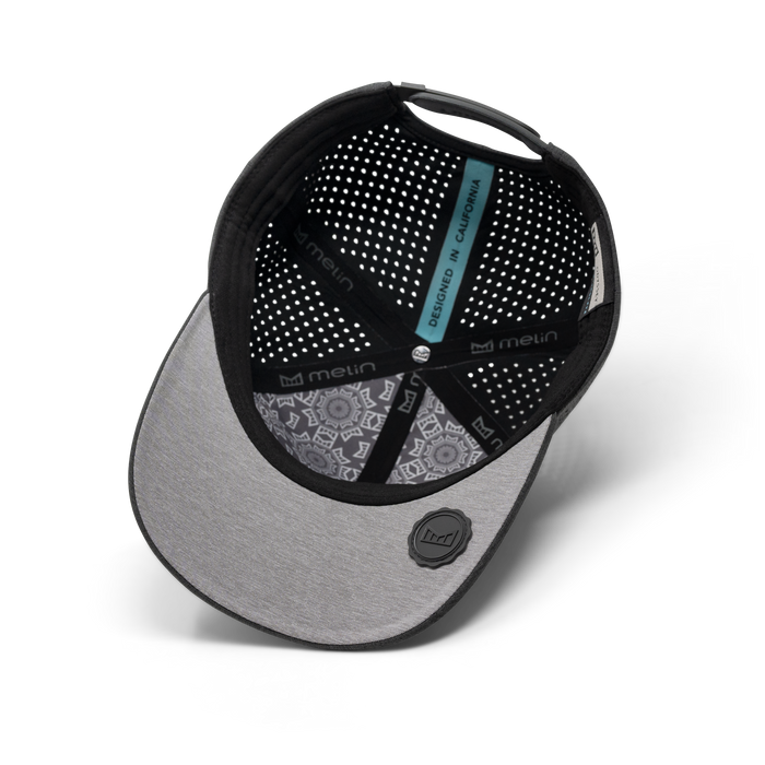 The inside view of the melin Odysea Hydrolite  Split Fit in  Heather Charcoal