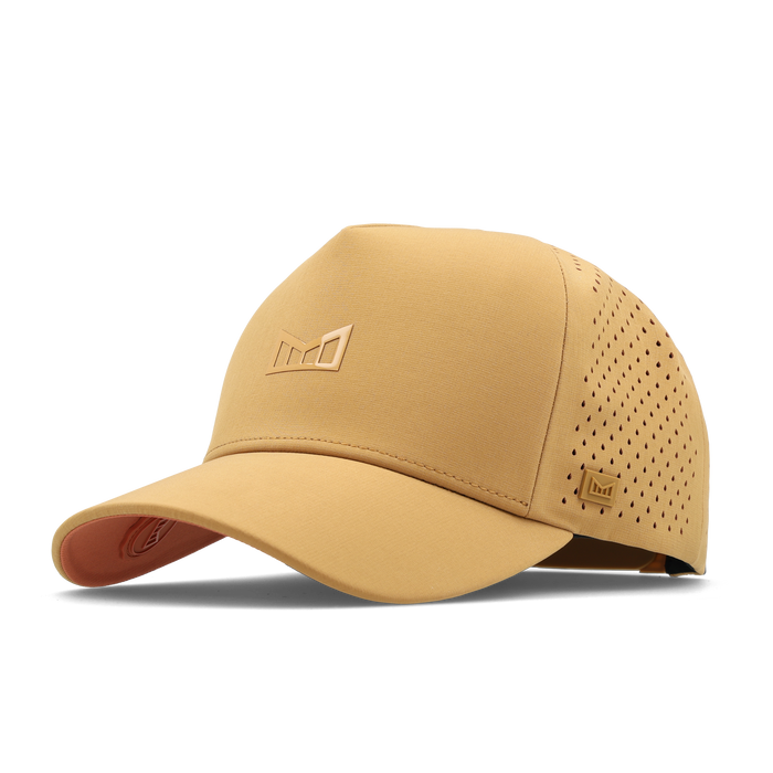 The angled view of the melin Split Fit Odysea Hydrolite hat in medal bronze