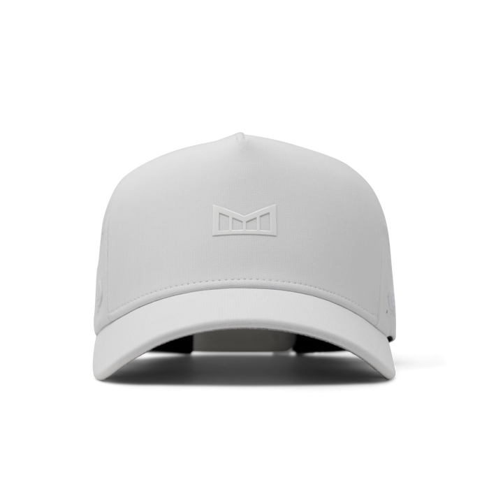 The front view of melin's Odysea Hydrolite snapback hat in White