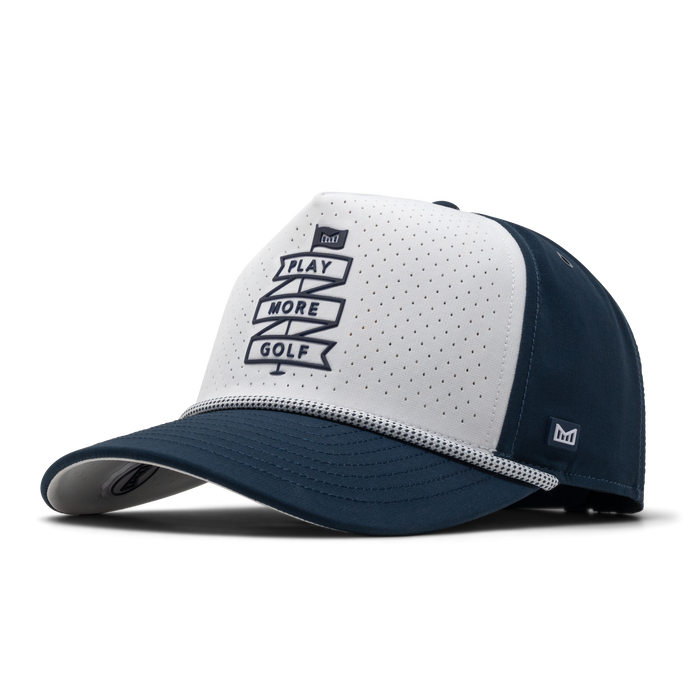 The front, angled view of the melin Odysea Links Drive Hydro  Split Fit in  Navy / White