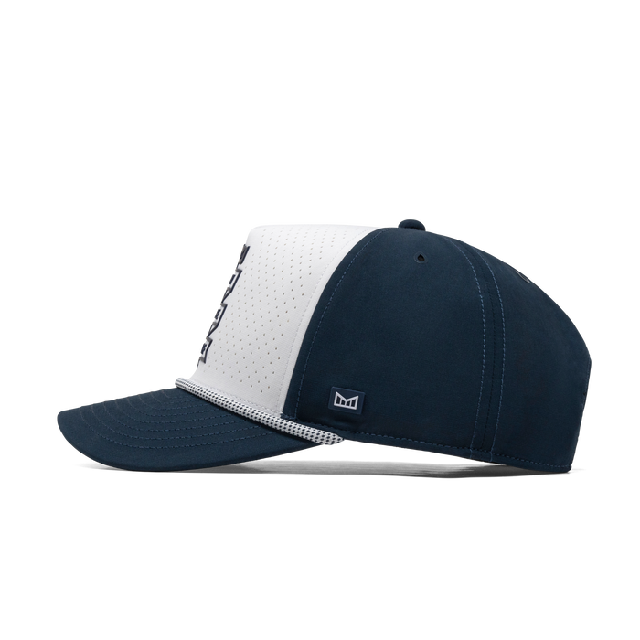 The side view of the melin Odysea Links Drive Hydro  Split Fit in  Navy / White