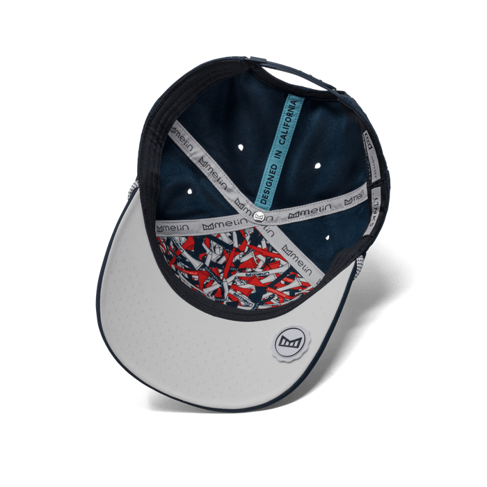 The inside view of the melin Odysea Links Drive Hydro  Split Fit in  Navy / White