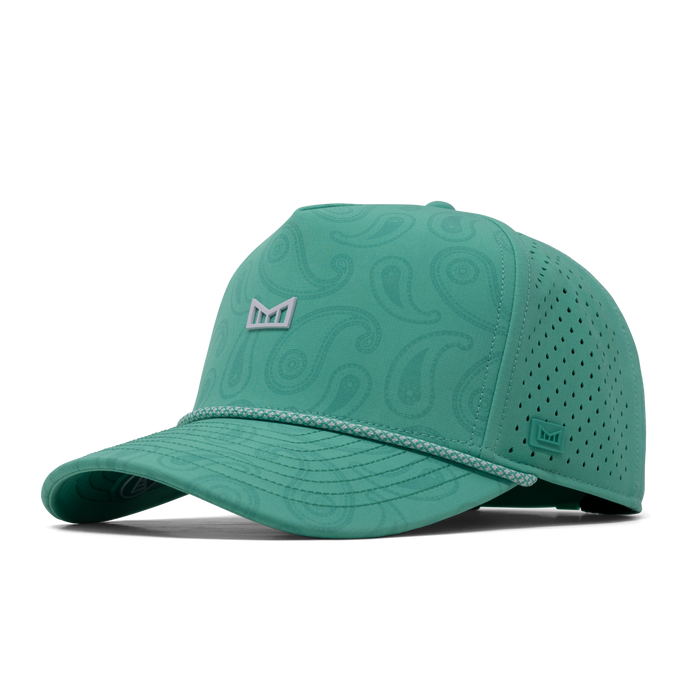 The front, angled view of the melin Split Fit Odysea Links Hydro  in  Neon Aqua