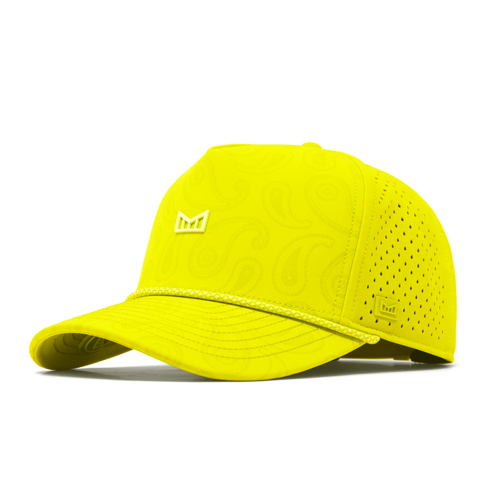 The front, angled view of the melin Split Fit Odysea Links Hydro  in  Neon Yellow