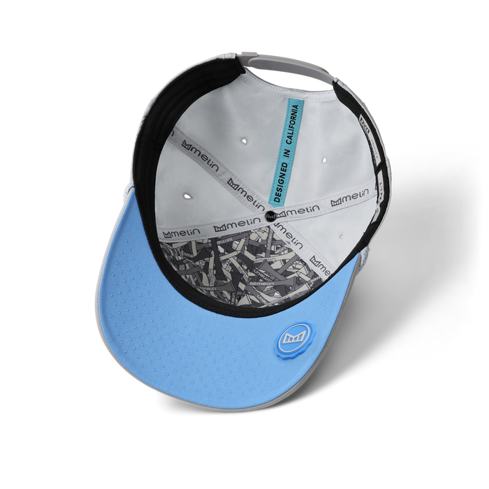 The inside view of the melin Odysea Links Hydro  Split Fit in  Sky / Light Grey