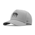 The angled view of the melin Split Fit Odysea Mayhem Hydro hat in heather grey