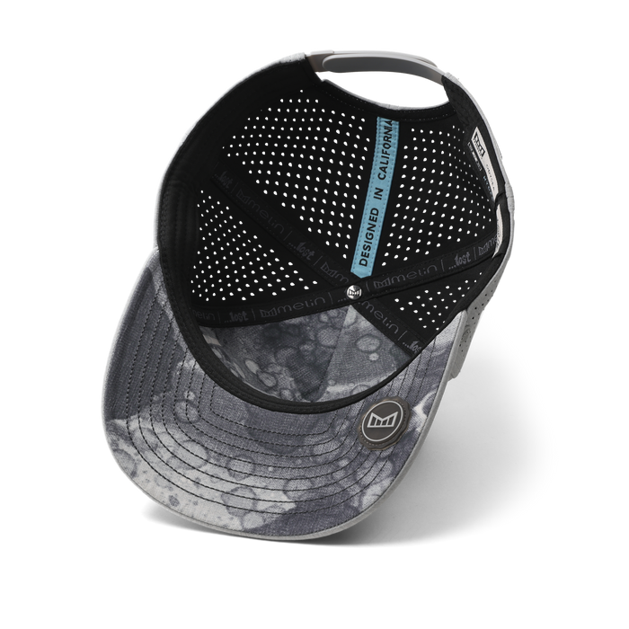 The inside view of the melin Split Fit Odysea Mayhem Hydro hat in heather grey