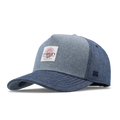 The front, angled view of the melin Odysea Mill United  Split Fit in  Chambray