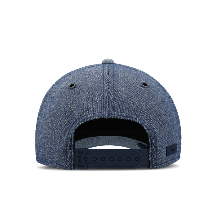 The back view of the melin Odysea Mill United  Split Fit in  Chambray