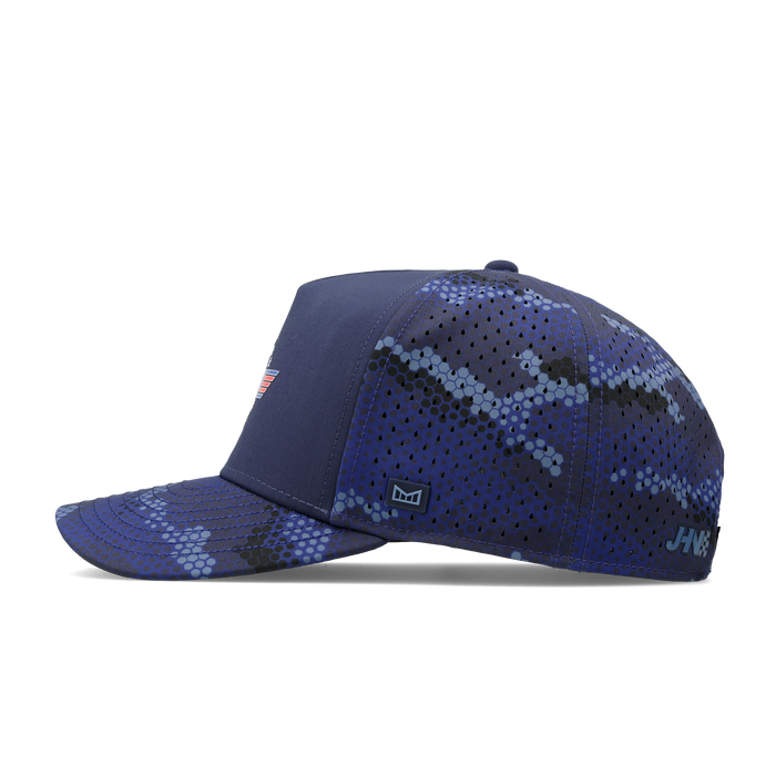 The side view of the melin Split Fit Odysea Mindset Hydro hat in maverick