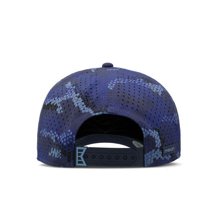 The back view of the melin Split Fit Odysea Mindset Hydro hat in maverick