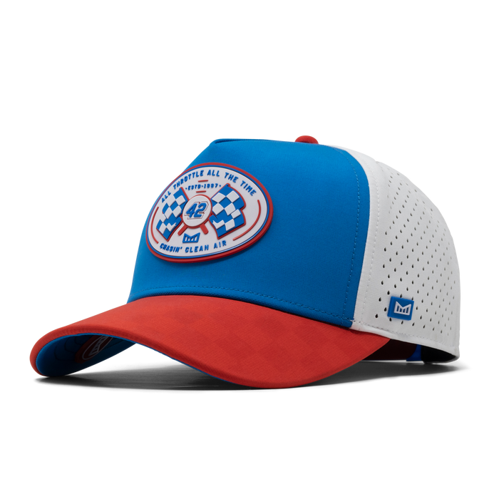 The front, angled view of the melin Odysea Mindset Hydro  Split Fit in Red / White / Blue