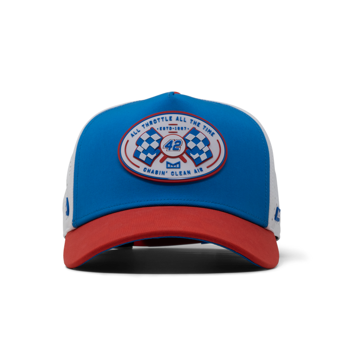 The front view of the melin Odysea Mindset Hydro  Split Fit in Red / White / Blue