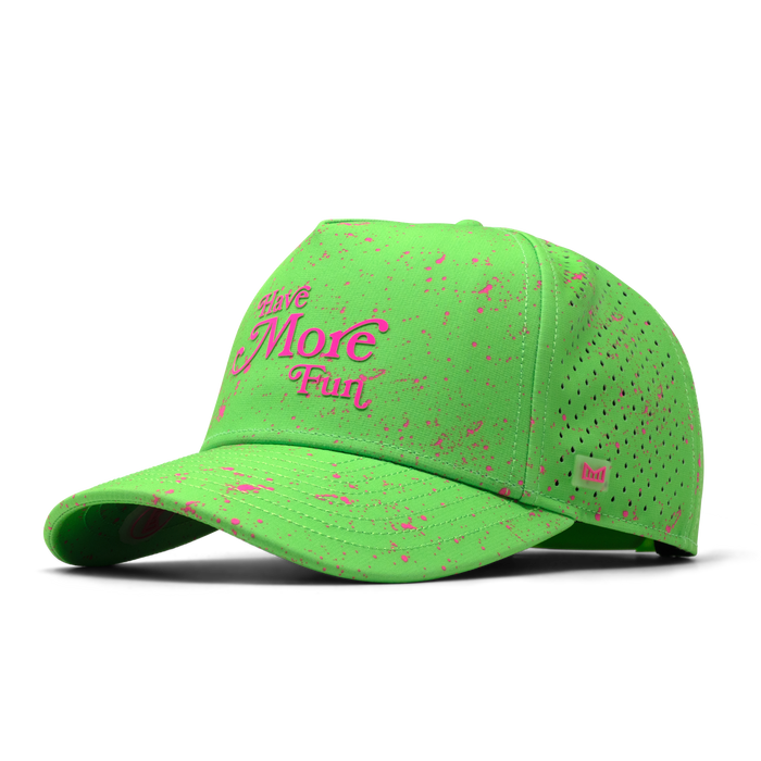 The front, angled view of the melin Odysea Neon Hydro Split Fit in Slime
