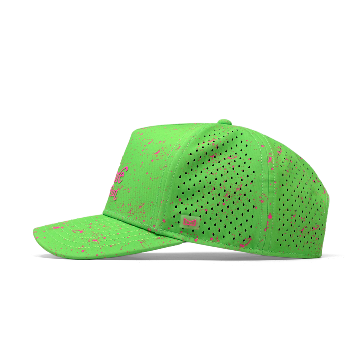 The side view of the melin Odysea Neon Hydro Split Fit in Slime