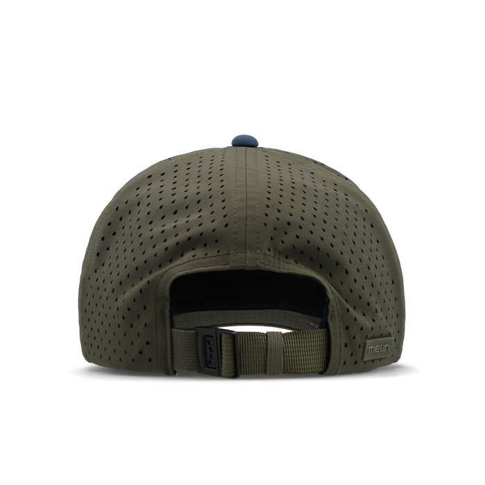 The back view of the melin Odysea Packable Hydro Split Fit in Kalamata