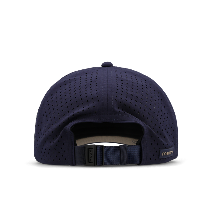 The back view of the melin Odysea Packable Hydro Split Fit in Peacoat