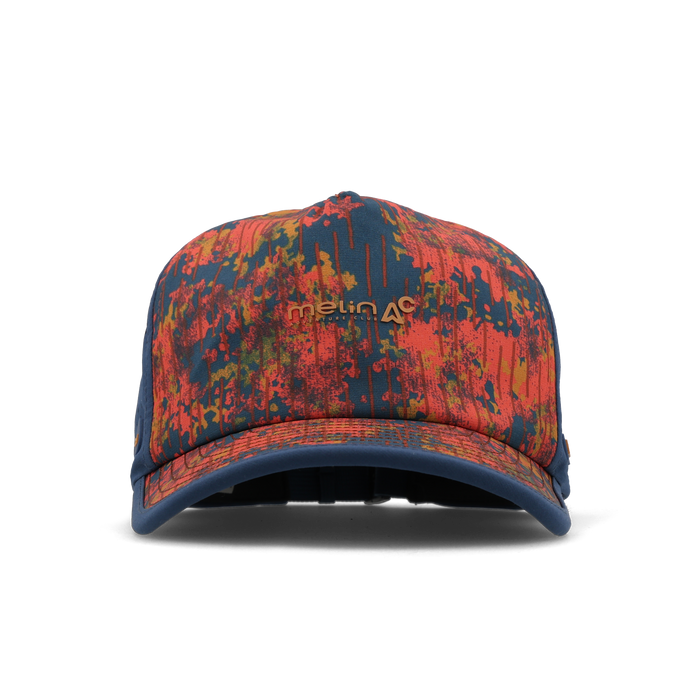 The front view of the melin Odysea Packable Hydro Split Fit in MAC Rain Camo