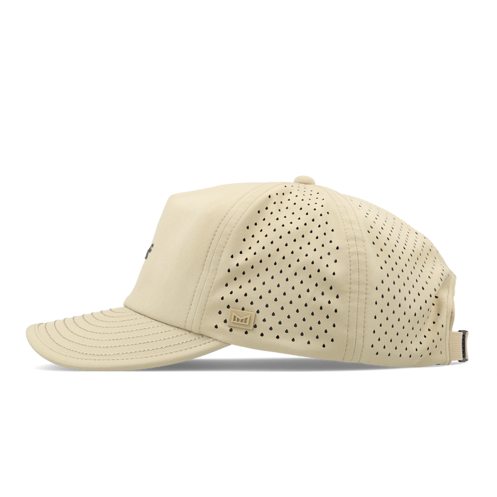The side view of the melin Split Fit Odysea Packable Hydro hat in sand
