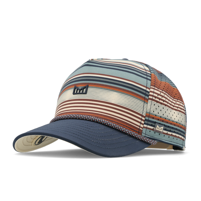 The angled view of the melin Split Fit Odysea Rope Hydro hat in Picante