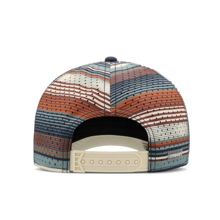 The back view of the melin Split Fit Odysea Rope Hydro hat in Picante