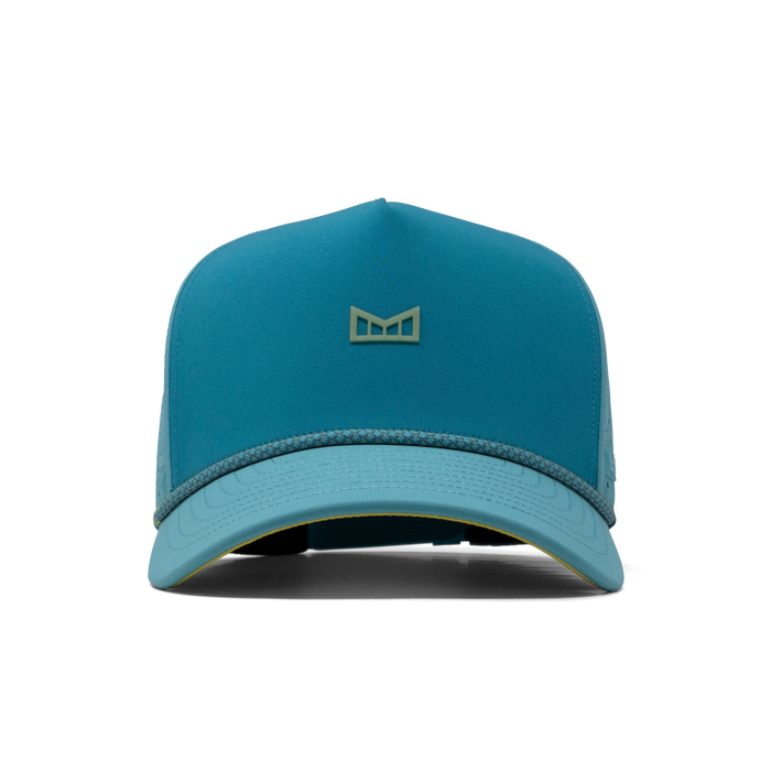The front view of the melin Odysea Rope Bulls Icon Hydro  Split Fit in  Blue Lagoon