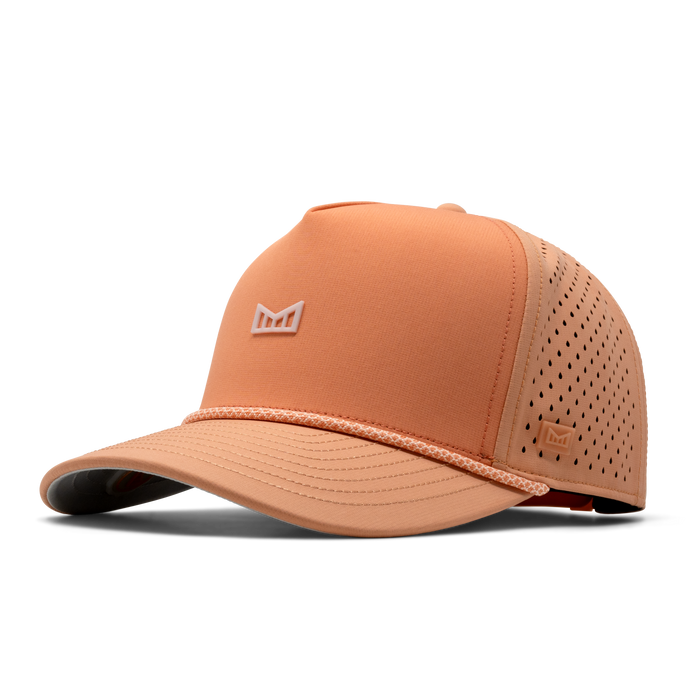 The front, angled view of the melin Odysea Rope Bulls Icon Hydro  Split Fit in  Cantaloupe Cooler