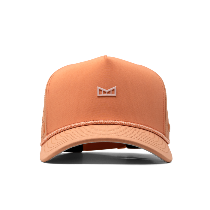 The front view of the melin Odysea Rope Bulls Icon Hydro  Split Fit in  Cantaloupe Cooler