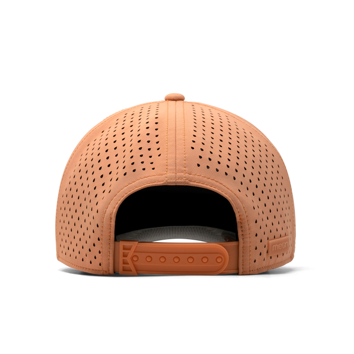 The back view of the melin Odysea Rope Bulls Icon Hydro  Split Fit in  Cantaloupe Cooler