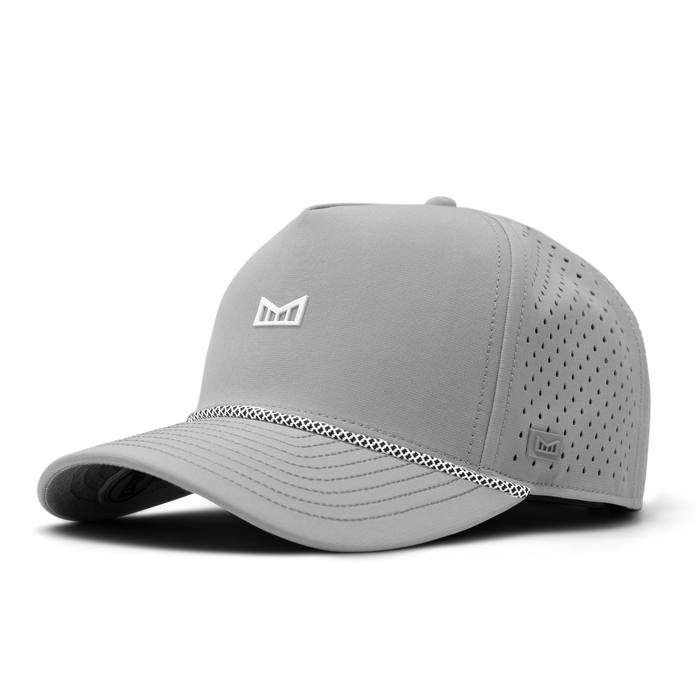 The front, angled view of the melin Odysea Rope Bulls Icon Hydro  Split Fit in  Heather Grey