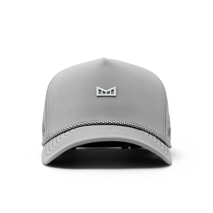 The front view of the melin Odysea Rope Bulls Icon Hydro  Split Fit in  Heather Grey