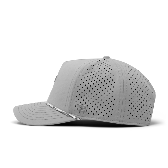 The side view of the melin Odysea Rope Bulls Icon Hydro  Split Fit in  Heather Grey