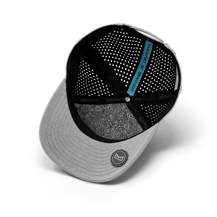 The inside view of the melin Odysea Rope Bulls Icon Hydro  Split Fit in  Heather Grey