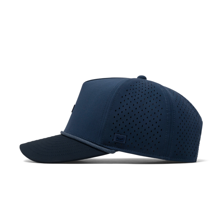 The side view of the melin Odysea Rope Bulls Icon Hydro  Split Fit in Navy / Dark Navy