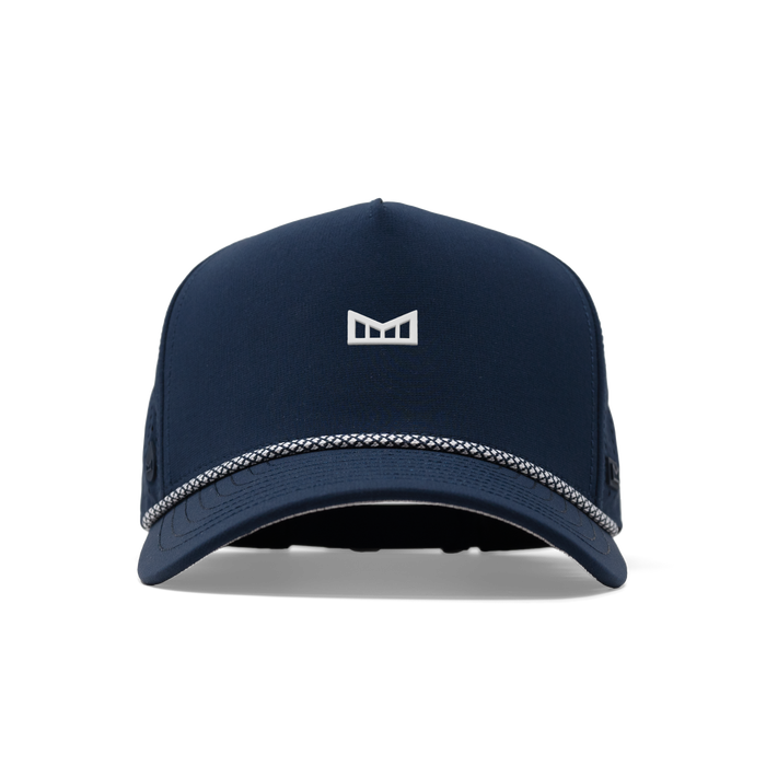 The front view of the melin Odysea Rope Bulls Icon Hydro  Split Fit in  Navy