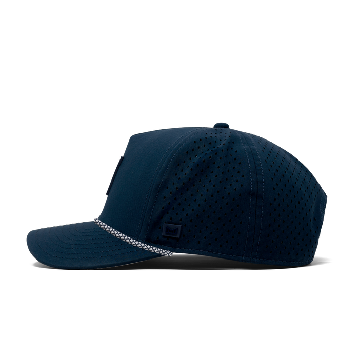 The side view of the melin Odysea Rope Bulls Icon Hydro  Split Fit in  Navy